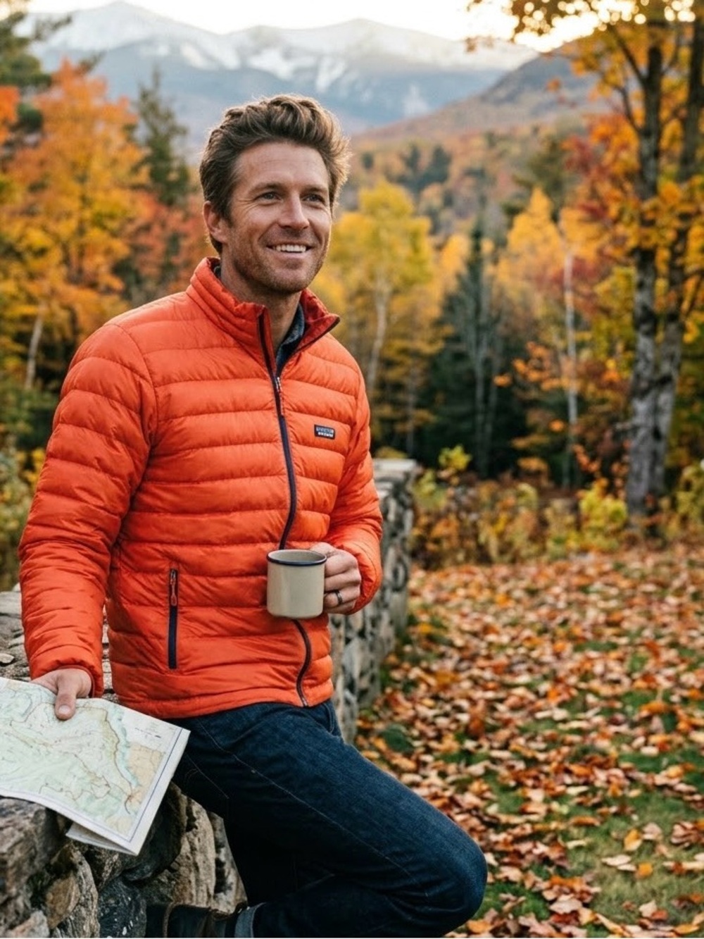 Patagonia Men's Orange Quilted Insulated Puffer Jacket Sweater